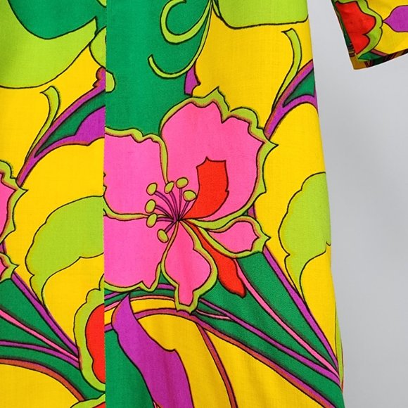 Vintage Pikake Made In Hawaii 70s Floral Dress Size M/L - Picture 5 of 16